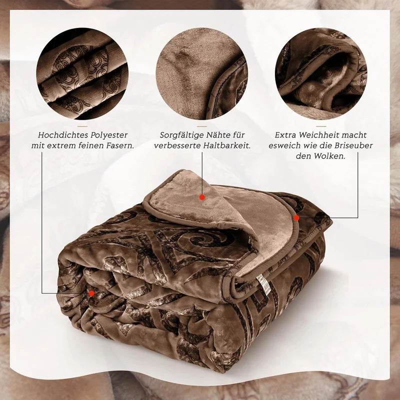 Kuschelige Fleece Wohndecke 200x240cm – Sanfte Plüsch Decke, Weicher Überwurf & Tagesdecke fürs Bett