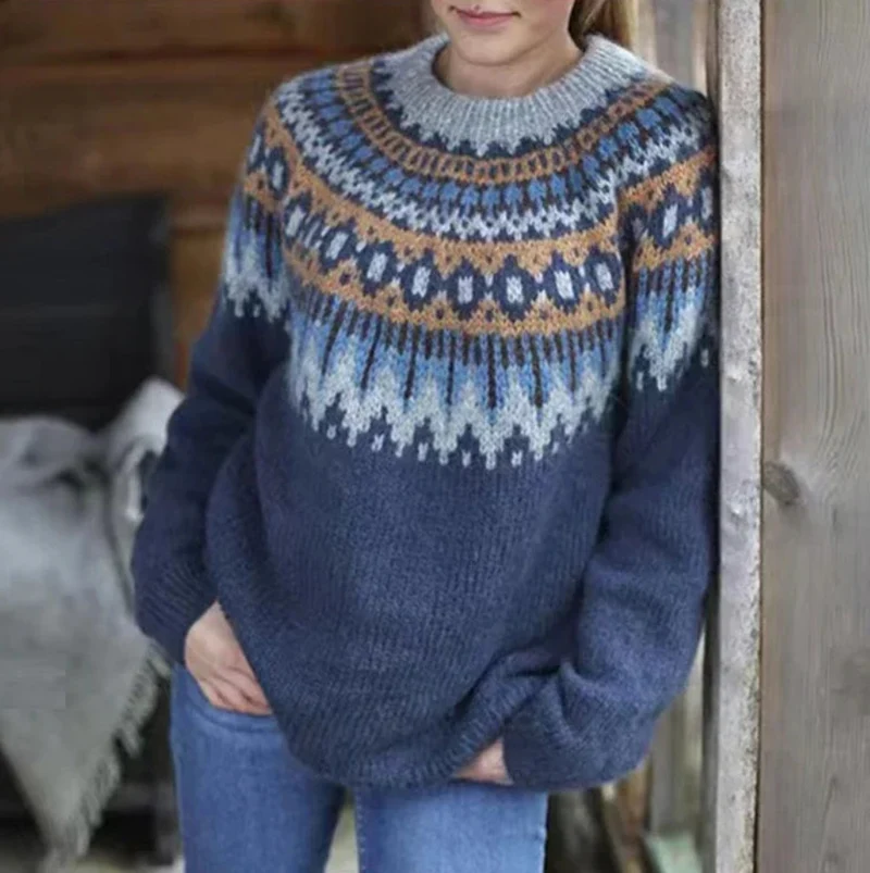 FrostVogue - Gemütlicher Strickpullover mit nordischem Muster