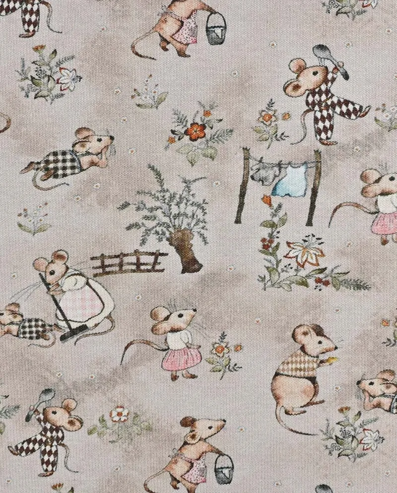 Alpensweat Digitaldruck Mäuse beige *Ab 50cm