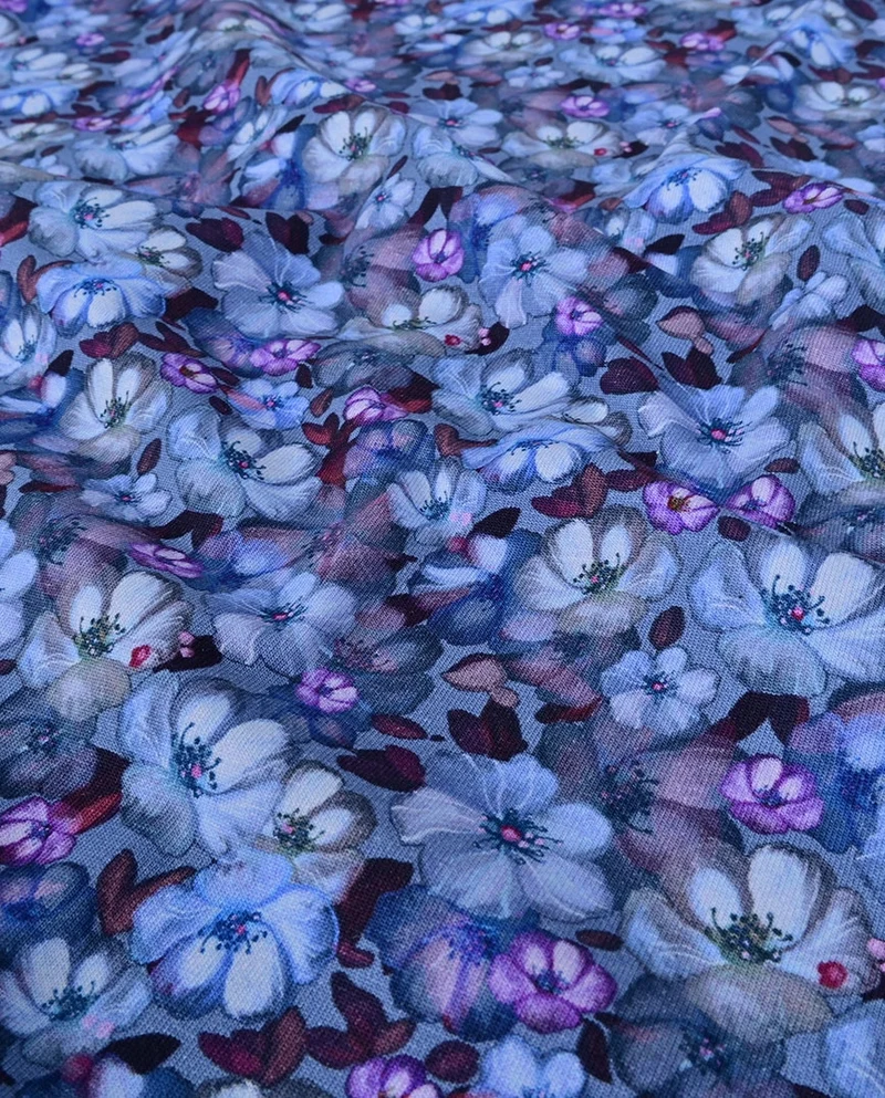Baumwolljersey Blümchen blau *Ab 50cm