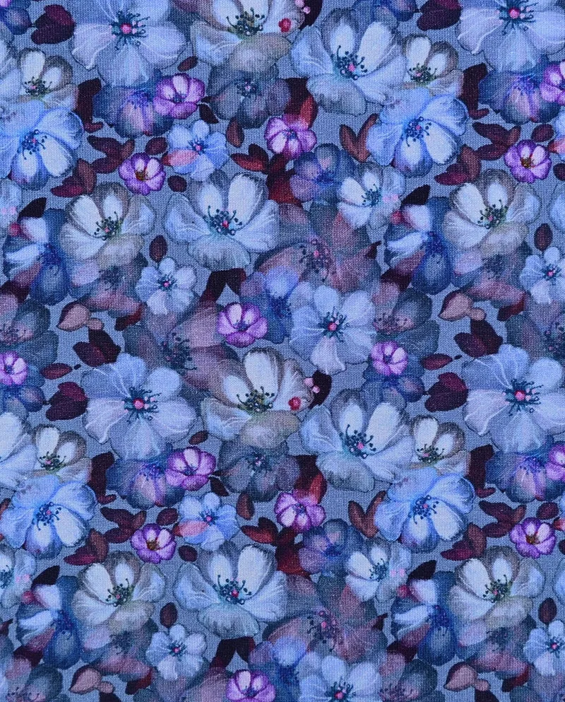 Baumwolljersey Blümchen blau *Ab 50cm