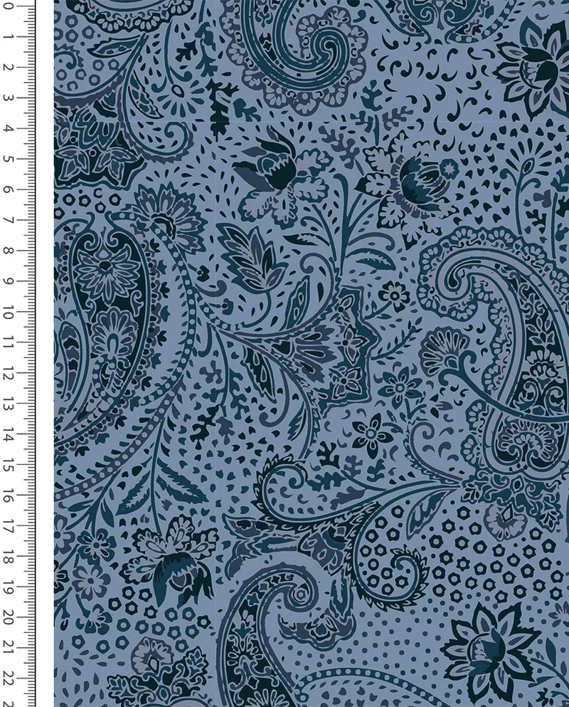 Baumwolljersey Paisley dunkelblau *Ab 50cm