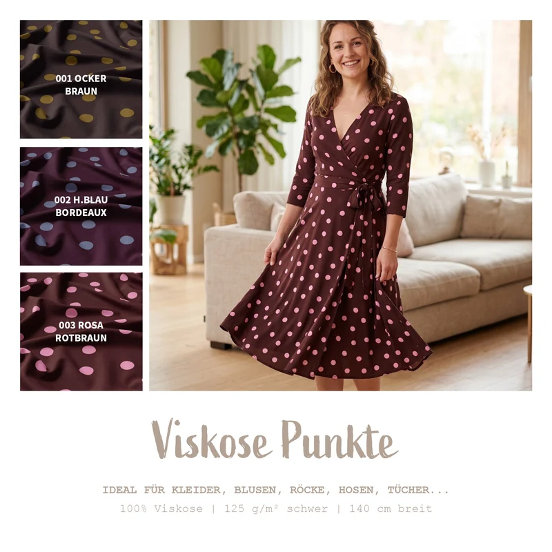 Viskose bedruckt Punkte *Ab 50 cm