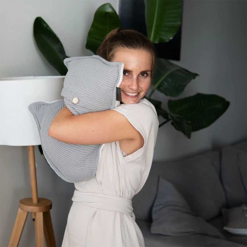 Kuschelkissen mit Baumwollstrick · 50x50 cm