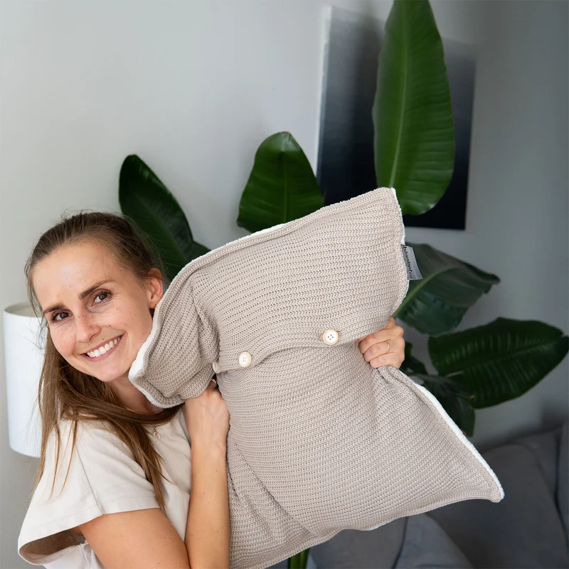 Kuschelkissen mit Baumwollstrick · 50x50 cm
