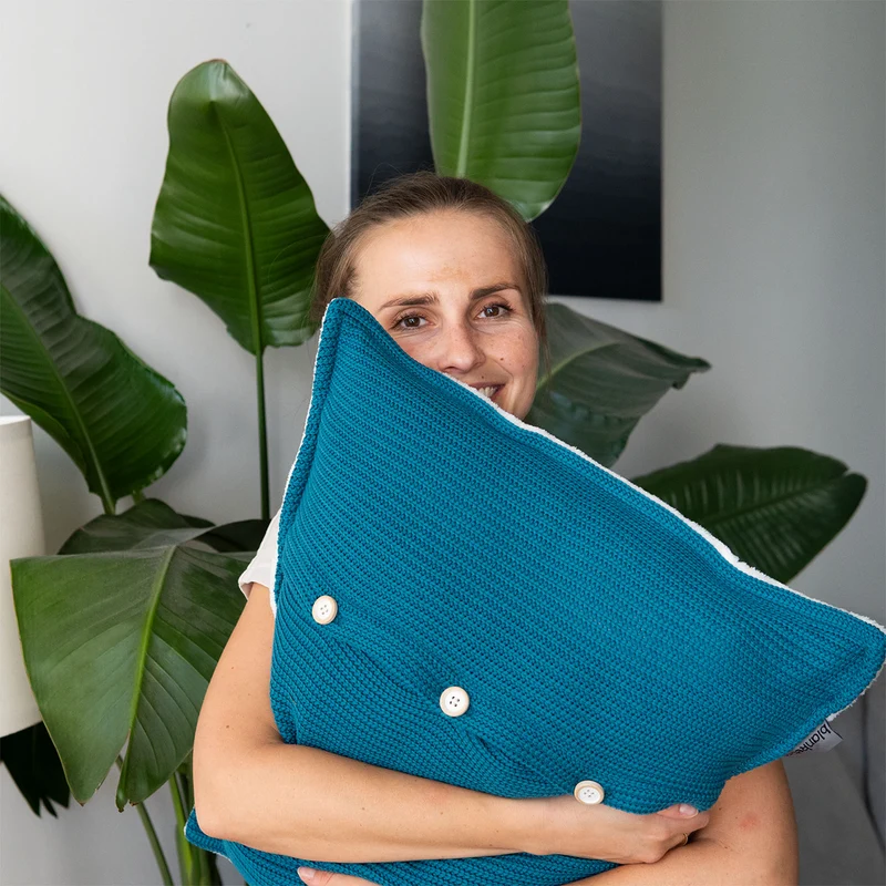 Kuschelkissen mit Baumwollstrick · 50x50 cm