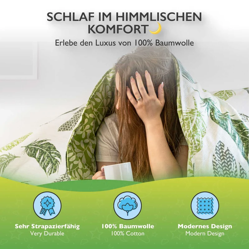 FBM - etérea Renforcé Bettwäsche Philou Federn Grün Grau