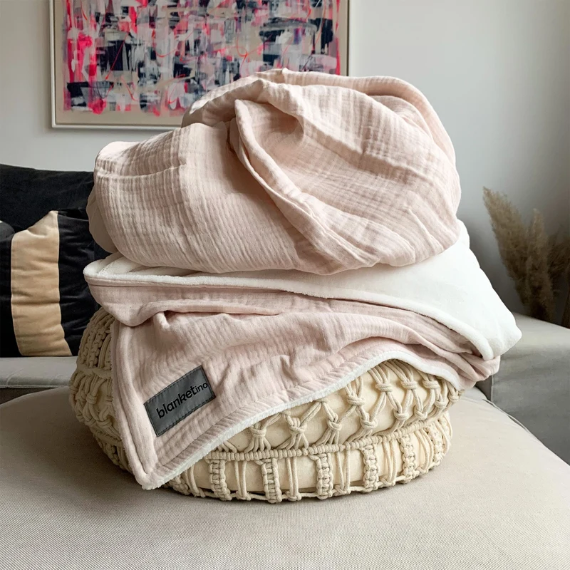 Sommerliche Decke mit Bio Musselin · Soft Rose · 145x210 cm