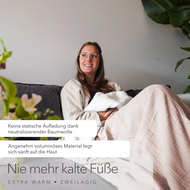 Sommerliche Decke mit Bio Musselin · Soft Rose · 145x210 cm