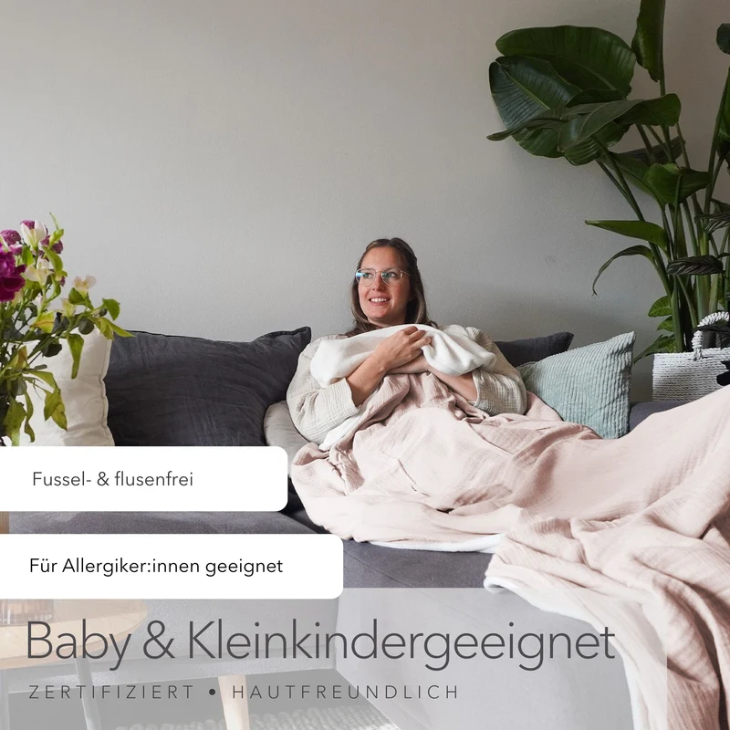 Sommerliche Decke mit Bio Musselin · Soft Rose · 145x210 cm