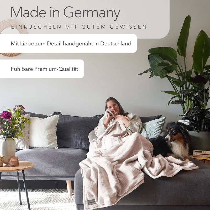 Sommerliche Decke mit Bio Musselin · Soft Rose · 145x210 cm