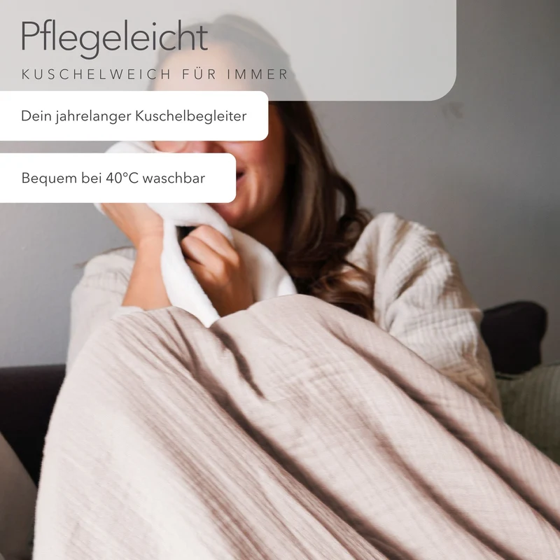 Sommerliche Decke mit Bio Musselin · Soft Rose · 145x210 cm