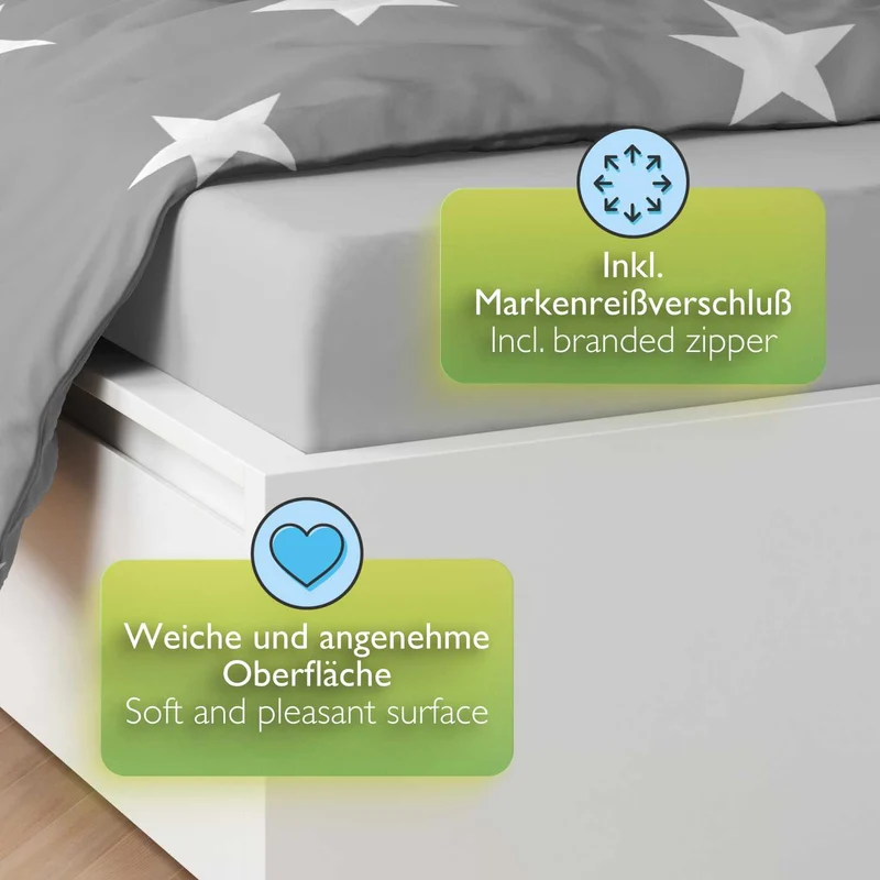 etérea Renforcé Baumwoll Bettwäsche Sterne Grau & Blau