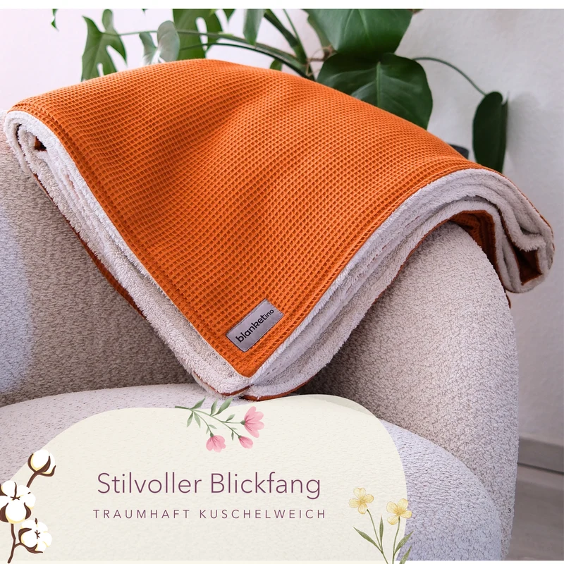 Kuscheldecke "Vollkommen" Cognac · Beige