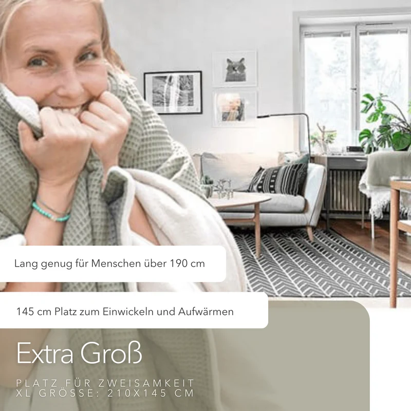 Kuscheldecke "Vollkommen" Oliv · Sandweiß