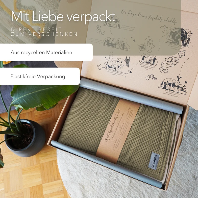 Kuscheldecke "Vollkommen" Oliv · Sandweiß
