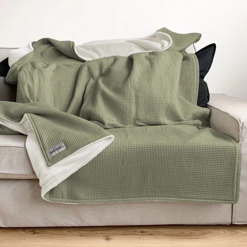 Kuscheldecke "Vollkommen" Oliv · Sandweiß