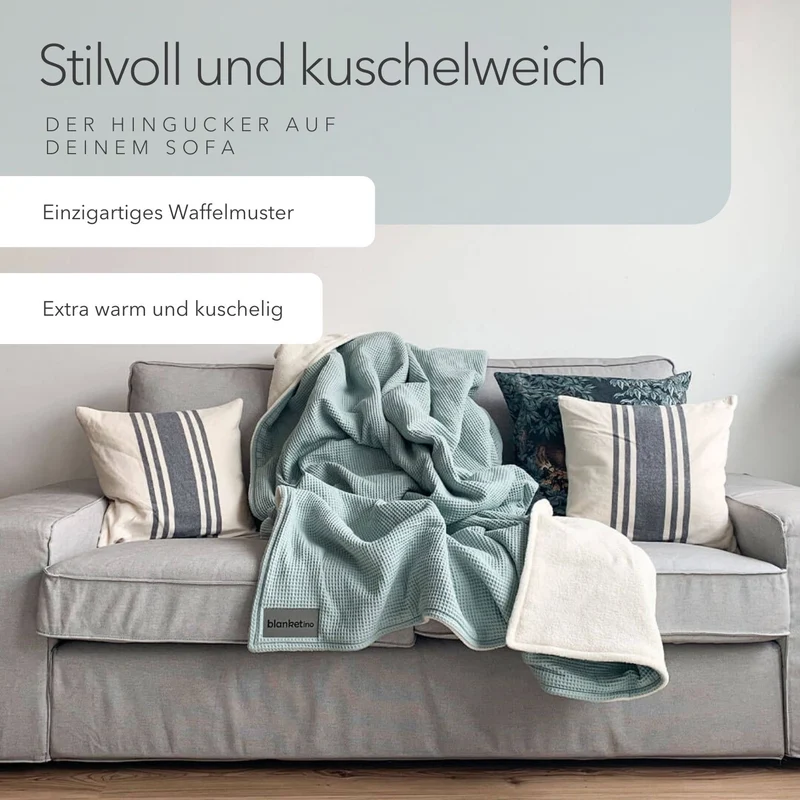 Kuscheldecke "Vollkommen" Mint · Sandweiß
