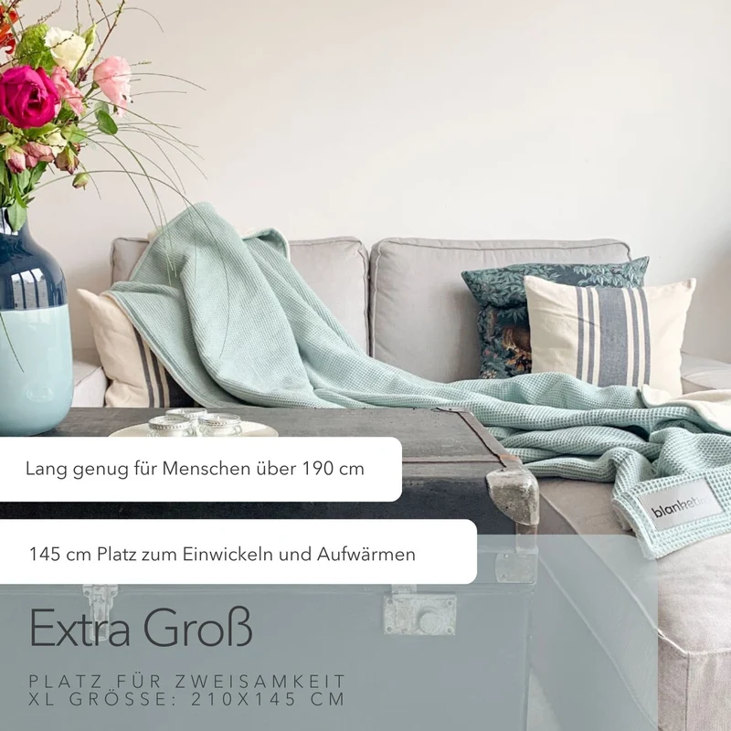 Kuscheldecke "Vollkommen" Mint · Sandweiß