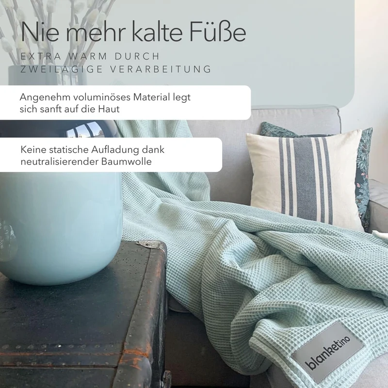 Kuscheldecke "Vollkommen" Mint · Sandweiß
