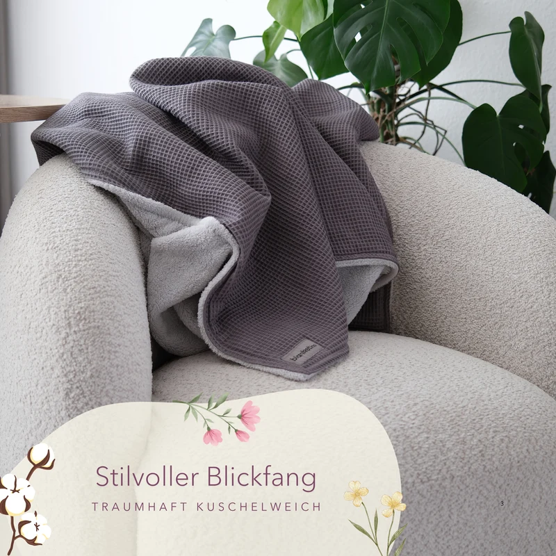 Kuscheldecke "Vollkommen" Grau · Gletschergrau