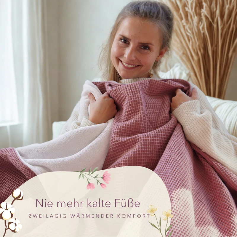 Kuscheldecke "Vollkommen" Altrosa · Sandweiß