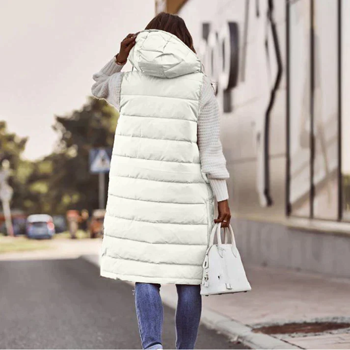 Langer ärmelloser Winter-Westen für Damen mit Kapuze – Kaufen Sie 1 und erhalten Sie kostenlosen Versand