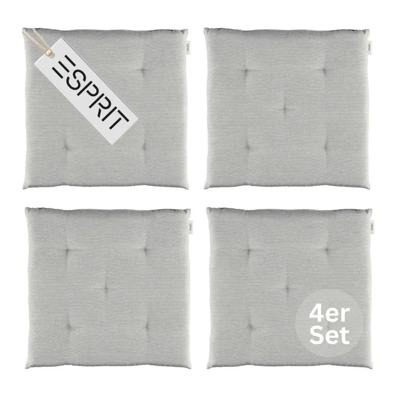 Esprit Stuhlkissen 40x40 cm, gewebt mit Stepppunkten & Nadelstreifen, pflegeleicht, waschbar 30°C, verschiedene Farben
