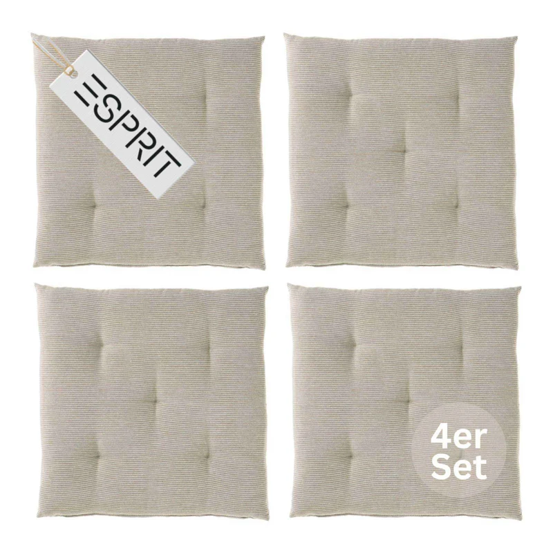 Esprit Stuhlkissen 40x40 cm, gewebt mit Stepppunkten & Nadelstreifen, pflegeleicht, waschbar 30°C, verschiedene Farben