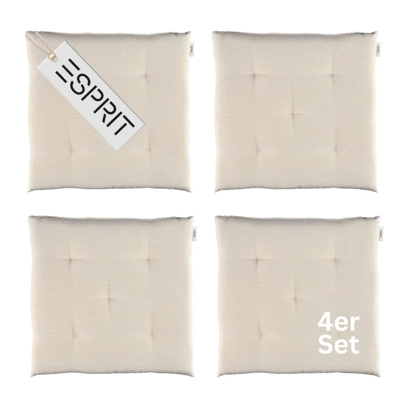 Esprit Stuhlkissen 40x40 cm, gewebt mit Stepppunkten & Nadelstreifen, pflegeleicht, waschbar 30°C, verschiedene Farben