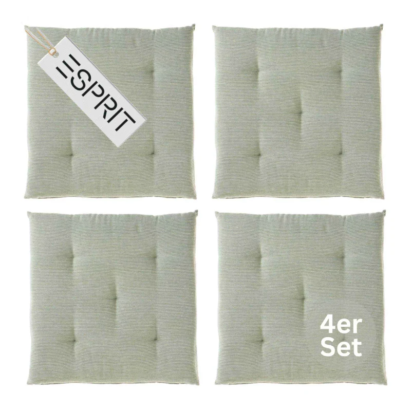 Esprit Stuhlkissen 40x40 cm, gewebt mit Stepppunkten & Nadelstreifen, pflegeleicht, waschbar 30°C, verschiedene Farben