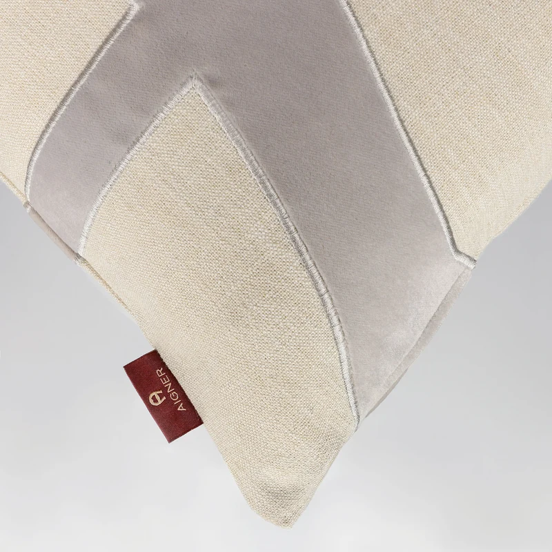AIGNER Zierkissenhülle 40x60 cm – Strukturstoff mit Samt, Beige/Grün