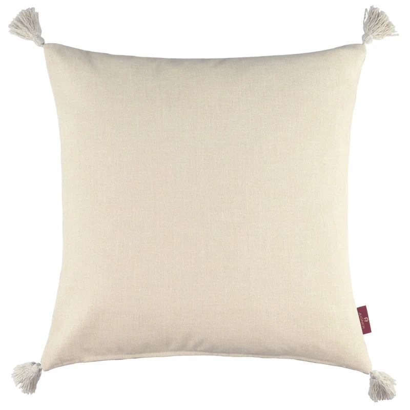 AIGNER Zierkissenhülle 50x50 cm – Strukturstoff, Stickerei & Quasten, Beige/Rosa
