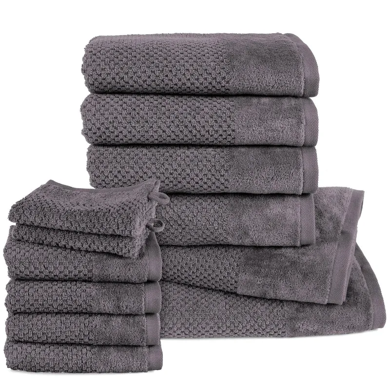 Handtuch Set Popcorn - Anthrazit - 2x16x21 + 4x30x50 + 4x50x100 + 2x70x140 cm