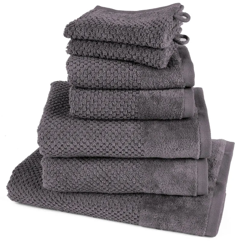 Handtuch Set Popcorn - Anthrazit - 2x16x21 + 2x30x50 + 2x50x100 + 70x140 cm