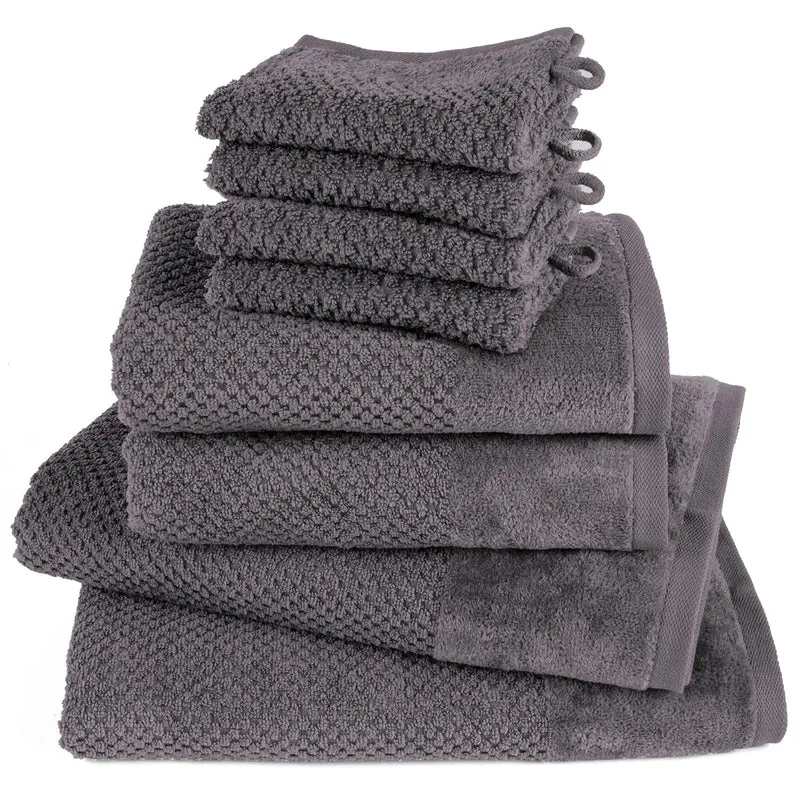 Handtuch Set Popcorn - Anthrazit - 4x16x21 + 2x50x100 + 2x70x140 cm