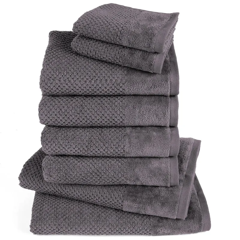 Handtuch Set Popcorn - Anthrazit - 2x30x50 + 4x50x100 + 2x70x140 cm