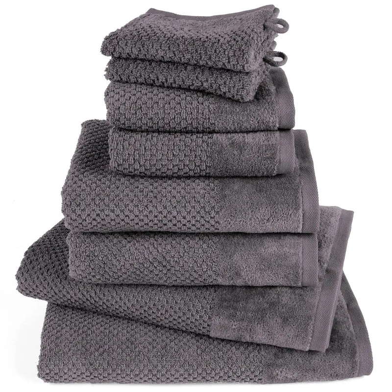 Handtuch Set Popcorn - Anthrazit - 2x16x21 + 2x30x50 + 2x50x100 + 2x70x140 cm