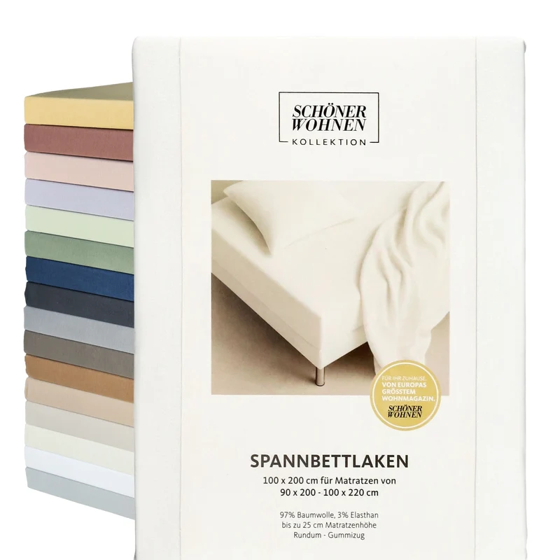 SCHÖNER WOHNEN Spannbettlaken, Spannbetttuch, 100x200cm, 150x200cm, 200x200cm, Jersey-Elasthan