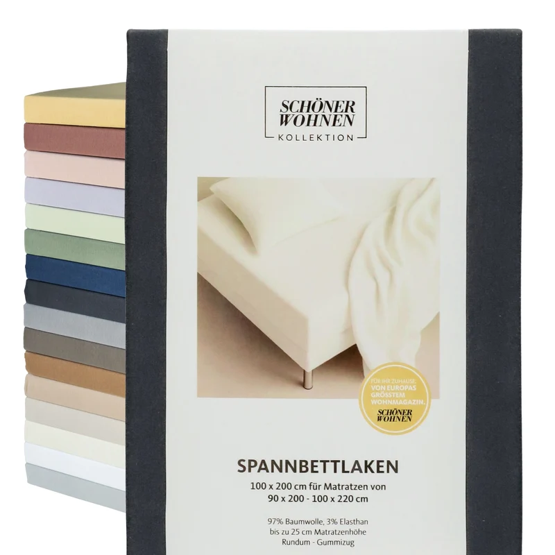 SCHÖNER WOHNEN Spannbettlaken, Spannbetttuch, 100x200cm, 150x200cm, 200x200cm, Jersey-Elasthan