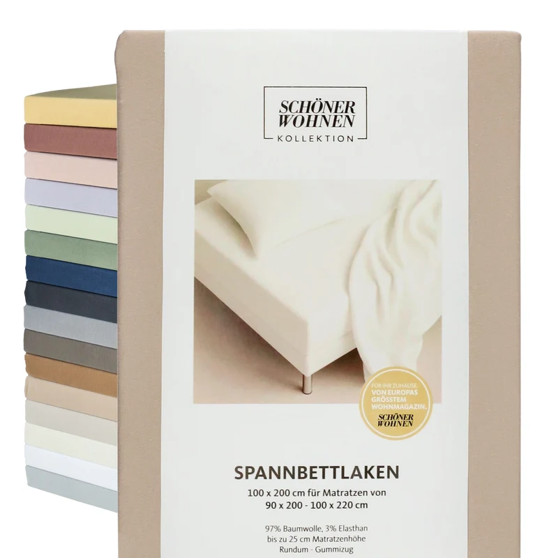 SCHÖNER WOHNEN Spannbettlaken, Spannbetttuch, 100x200cm, 150x200cm, 200x200cm, Jersey-Elasthan
