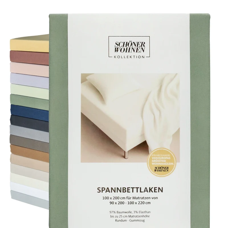 SCHÖNER WOHNEN Spannbettlaken, Spannbetttuch, 100x200cm, 150x200cm, 200x200cm, Jersey-Elasthan