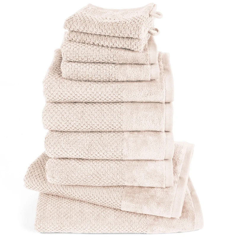 Handtuch Set Popcorn - Creme - 2x16x21 + 2x30x50 + 4x50x100 + 2x70x140 cm