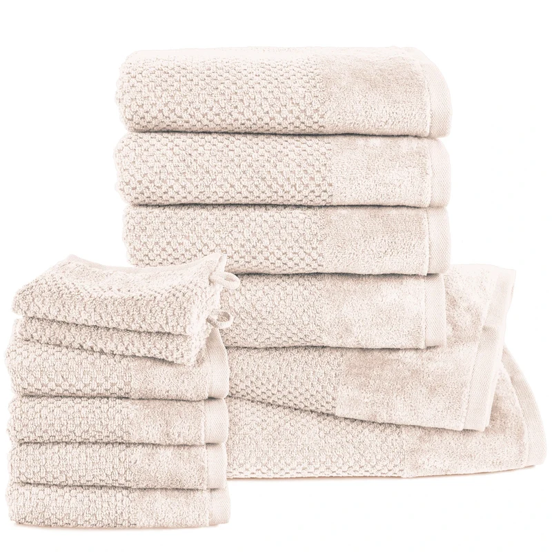 Handtuch Set Popcorn - Creme - 2x16x21 + 4x30x50 + 4x50x100 + 2x70x140 cm