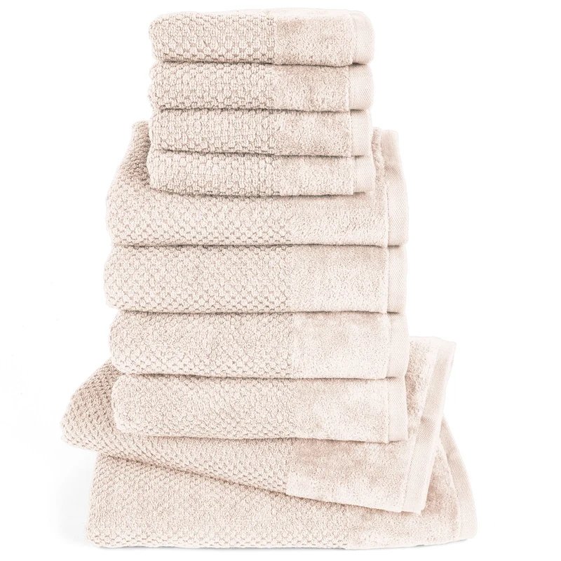 Handtuch Set Popcorn - Creme - 4x30x50 + 4x50x100 + 2x70x140 cm