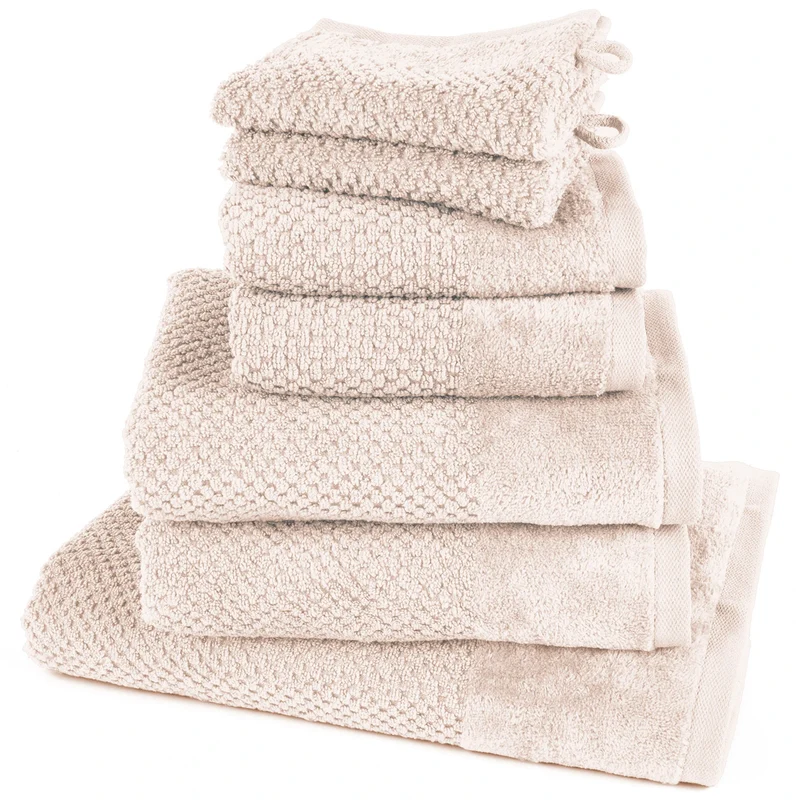 Handtuch Set Popcorn - Creme - 2x16x21 + 2x30x50 + 2x50x100 + 70x140 cm