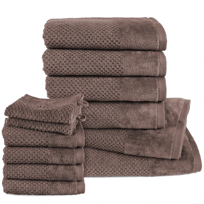 Handtuch Set Popcorn - Dunkelbraun - 2x16x21 + 4x30x50 + 4x50x100 + 2x70x140 cm