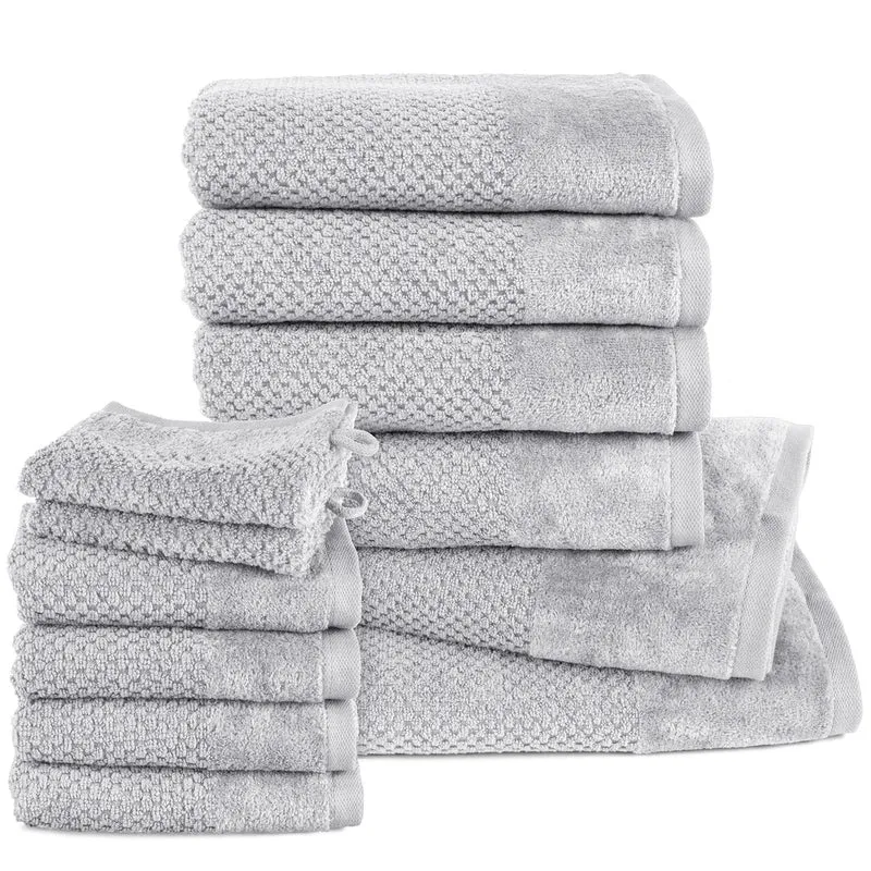 Handtuch Set Popcorn - Hellgrau - 2x16x21 + 4x30x50 + 4x50x100 + 2x70x140 cm