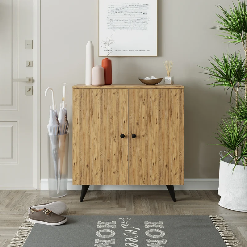 Roomart Mehrzweckschrank RETRA-I, 85 cm, mit 2 Türen und 3 Fächern, in Eiche
