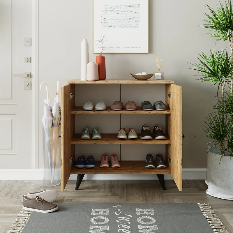 Roomart Mehrzweckschrank RETRA-I, 85 cm, mit 2 Türen und 3 Fächern, in Eiche